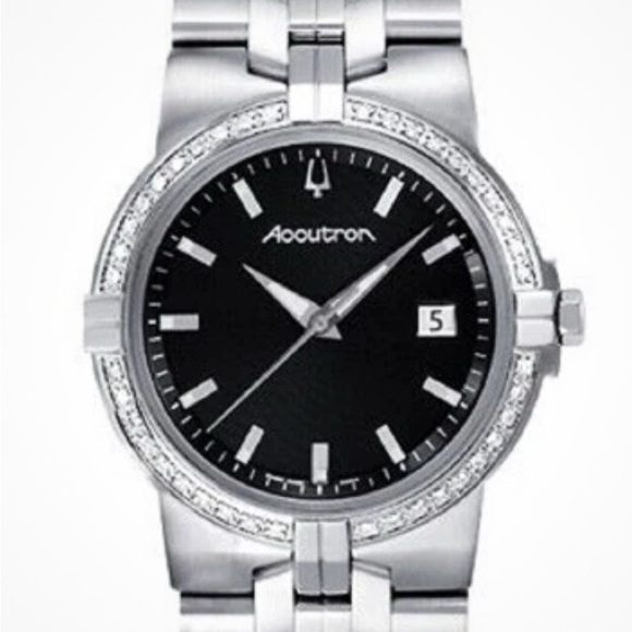 Men's Watch Bulova Accutron 26E04 Greenwich Diamond Black Dial Stainless
